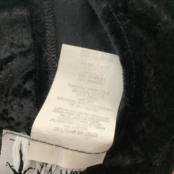 All That Jazz Vintage Black Crushed Velvet Maxi Dress Sheer Cutouts Medium - Picture 9 of 10